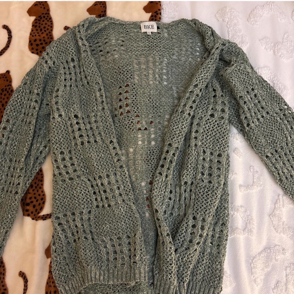 BKE Women's Textured Knit Cardigan in Sage